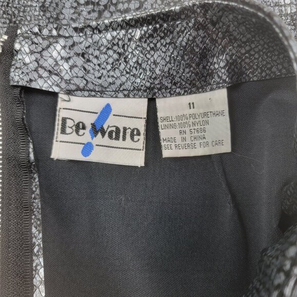 Vintage Y2K Club Kids Metallic Snake Print Moto Jacket & Skirt Set Silver Black - Picture 14 of 16